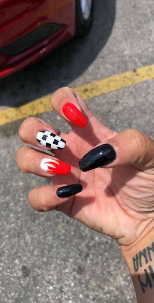 Red Black And White Nails
