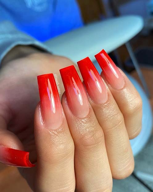 Red Ombre Nails