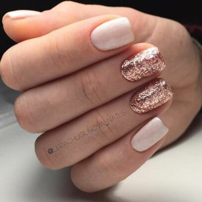 Rose Gold Glitter Nails