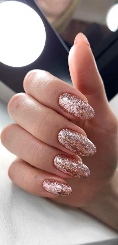 Rose Gold Glitter Nails