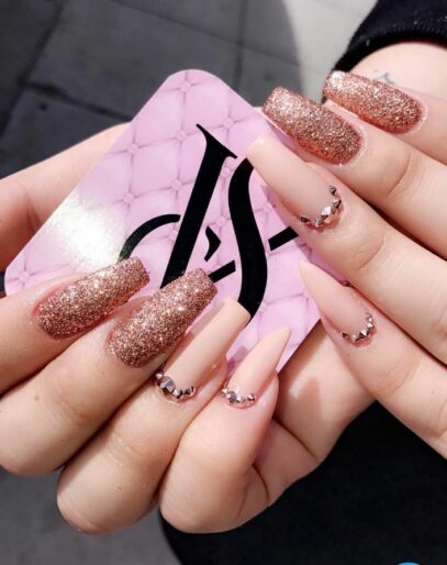 Rose Gold Prom Nails