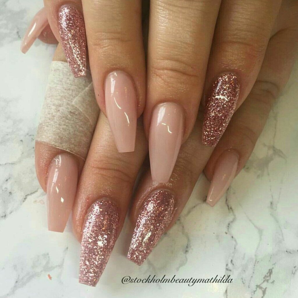 Rose Gold Prom Nails