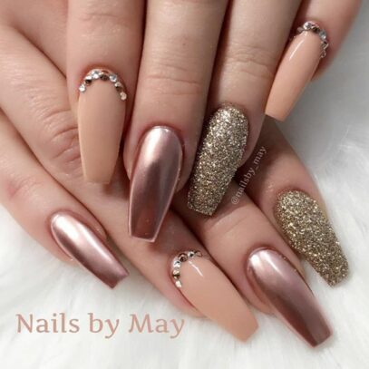 Rose Gold Prom Nails