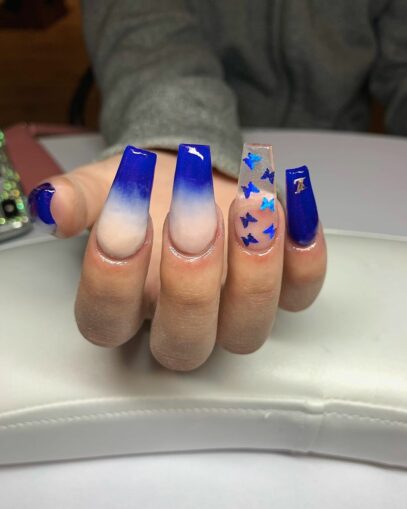 Royal Blue Ombre Nails