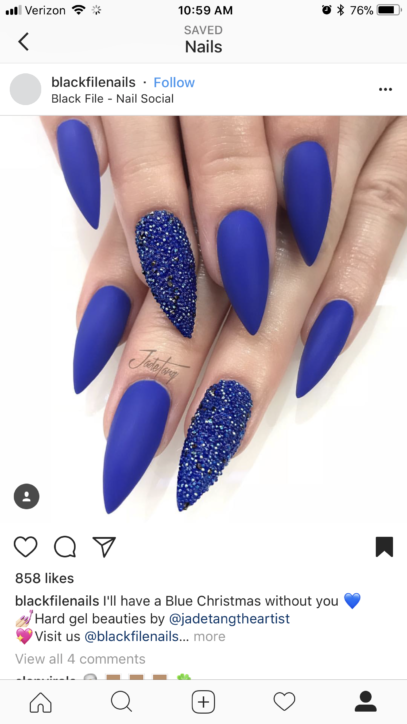 royal blue and silver prom nails