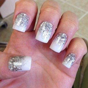 Silver And White Nails