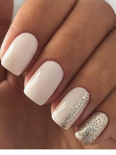 Silver And White Nails