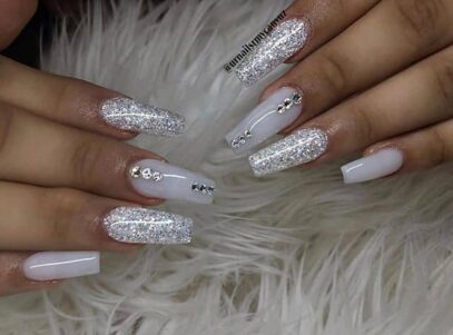 Silver And White Nails