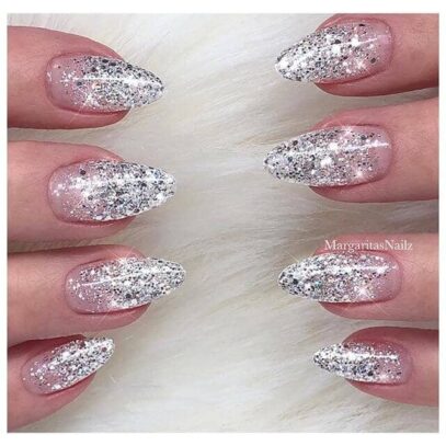 Silver Glitter Nails