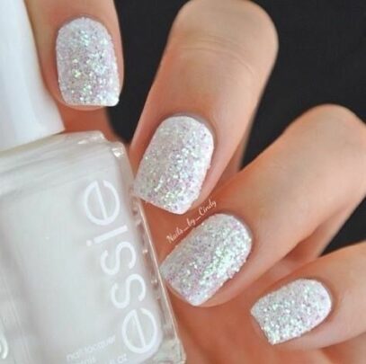 Sparkly White Nails