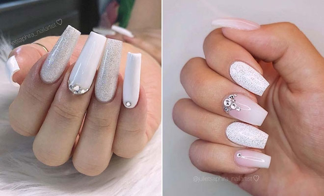 Sparkly White Nails