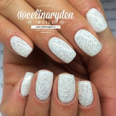 Sparkly White Nails