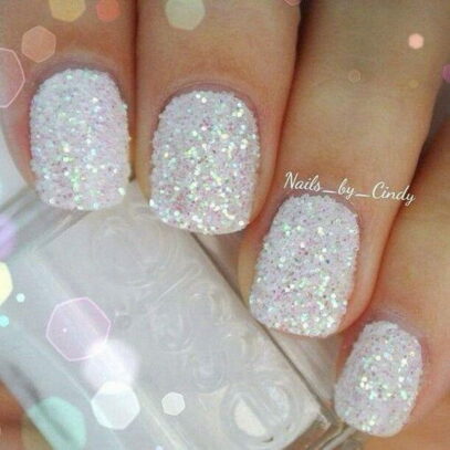 Sparkly White Nails