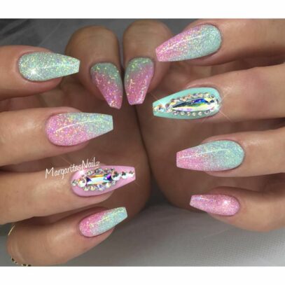 Spring Glitter Nails