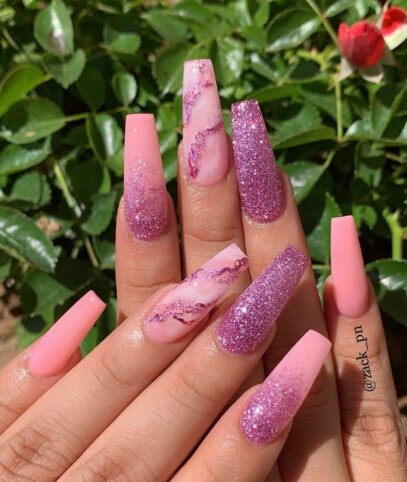 Spring Glitter Nails
