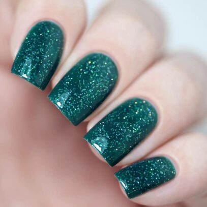 Teal Glitter Nails