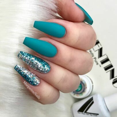 Teal Ombre Nails