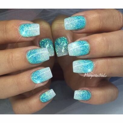 Teal Ombre Nails