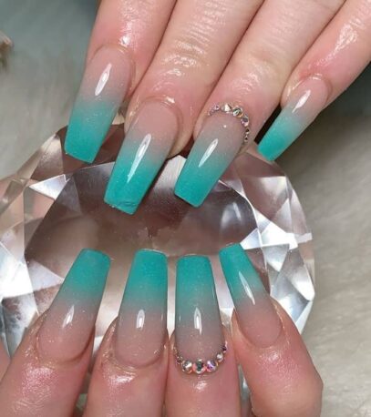 Teal Ombre Nails