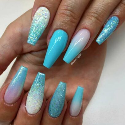 Teal Ombre Nails