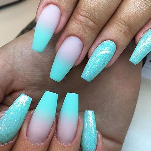 Teal Ombre Nails