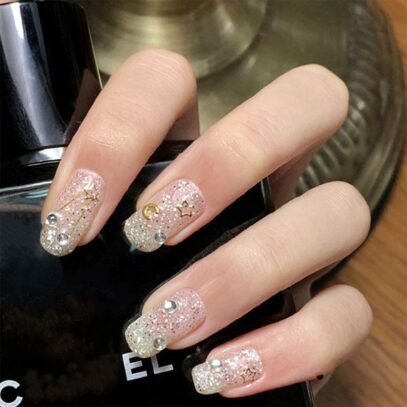 Transparent Glitter Nails