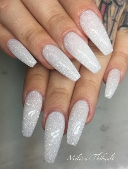 White Glitter Nails