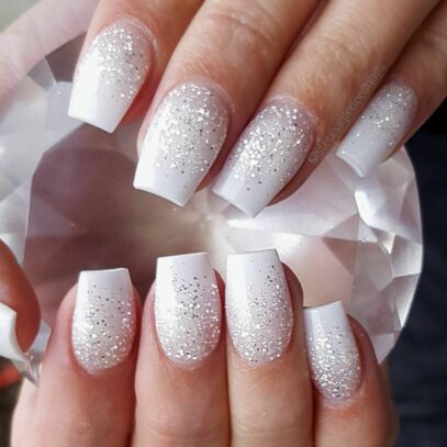 White Glitter Nails