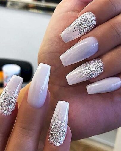 White Glitter Nails