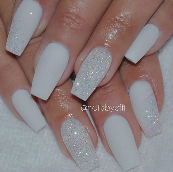 +51 White Glitter Nails Looks & Inspirations POLYVORE Discover and