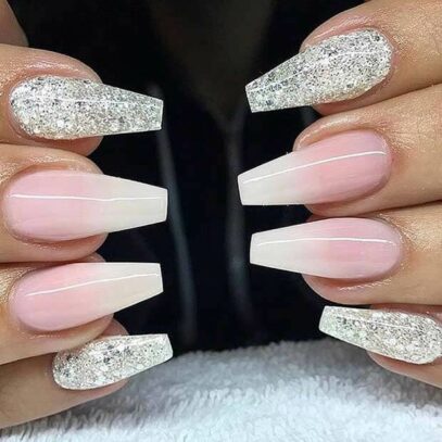 White Glitter Nails