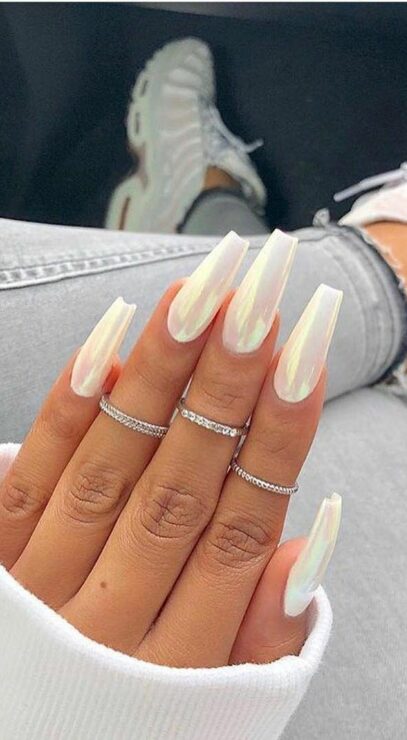 White Nail Designs Coffin