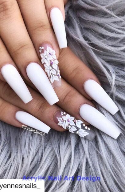 White Nail Designs Coffin