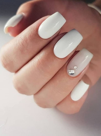 White Nail Ideas Acrylic Short
