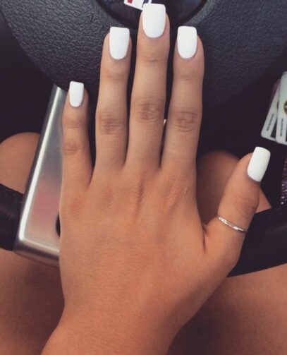 White Nail Ideas Acrylic Short