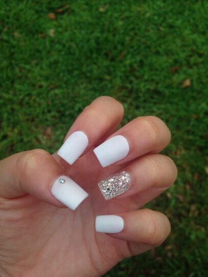 White Nail Ideas Acrylic Short