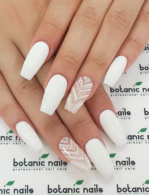 White Nails Acrylic Design