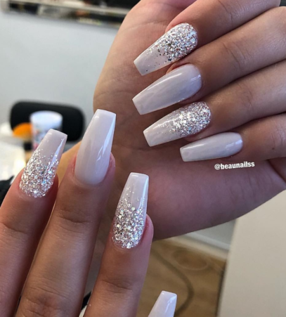 White Nails Acrylic Design