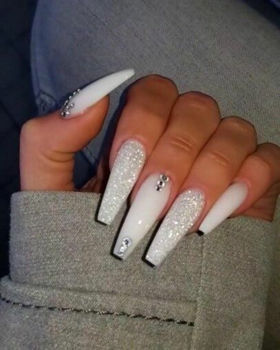 White Nails Acrylic Design