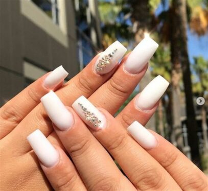 White Nails Acrylic Design