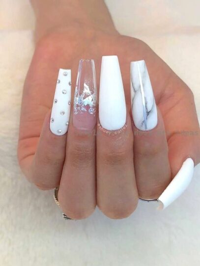 White Nails Acrylic Design