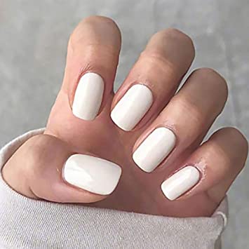 White Nails Acrylic Short