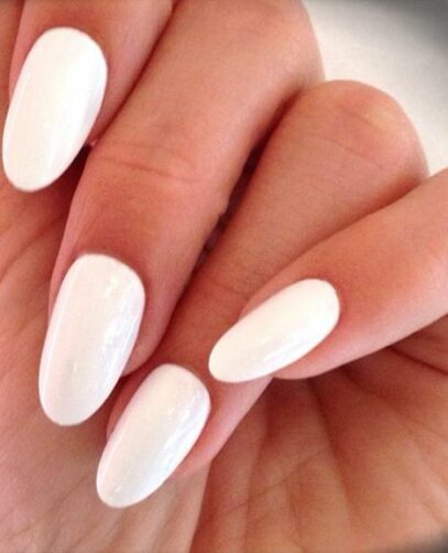 White Nails Almond Shape