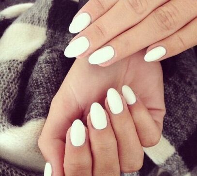 White Nails Almond Shape