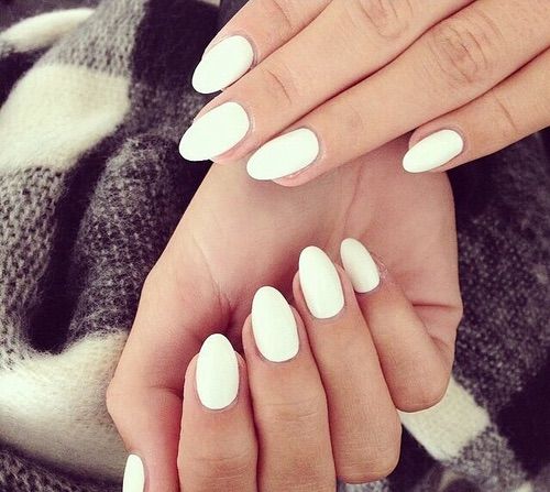 White Nails Almond Shape