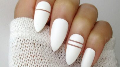 White Nails Almond Shape
