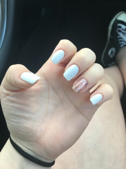 White Nails With Accent Nail