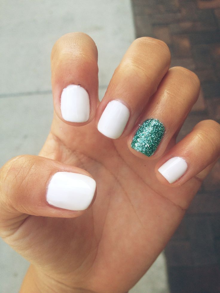 White Nails With Accent Nail