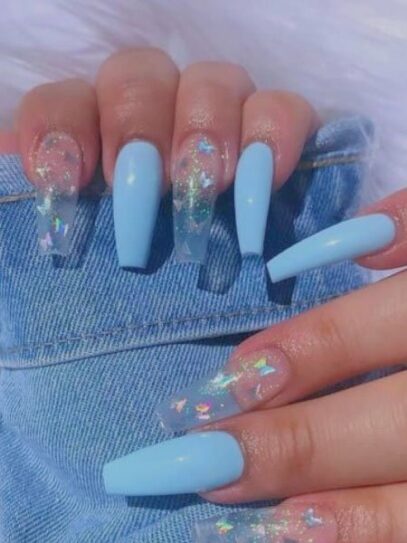 White Nails With Butterflies