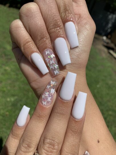White Nails With Designs